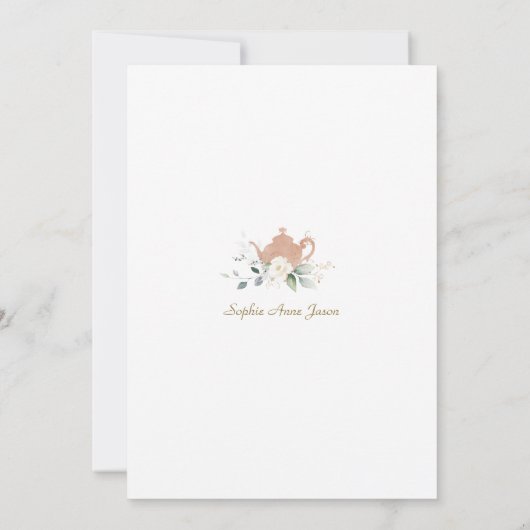 Waterverf White Floral Gold Bridal Tea Party Kaart (Achterkant)