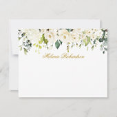 Waterverf White Floral Gold gepersonaliseerd Notitiekaartje (Voorkant)