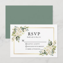 Waterverf White Floral Gold Sage Green