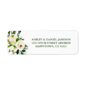Waterverf White Floral Green Address Etiket (Voorkant)