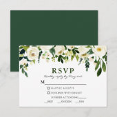 Waterverf White Floral Greenery Meal RSVP Kaartje (Voorkant / Achterkant)