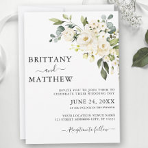 Waterverf White Floral Greenery Wedding