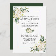 Waterverf White Floral Greenery Wedding