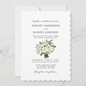 Waterverf White Floral Greenery Wedding S Kaart (Voorkant)