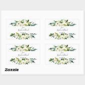 Waterverf White Floral Lijst Wedding Rechthoekige Sticker (Vel)
