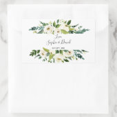 Waterverf White Floral Lijst Wedding Rechthoekige Sticker (Tas)