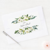 Waterverf White Floral Lijst Wedding Rechthoekige Sticker (Envelop)