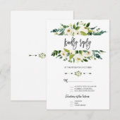 Waterverf White Floral Lijst Wedding RSVP Kaartje (Voorkant / Achterkant)