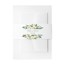 Waterverf White Floral Lijst Wedding Uitnodigingen Wikkel