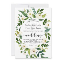 Waterverf White Floral met handschrift bruiloft