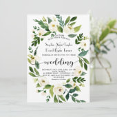 Waterverf White Floral met handschrift bruiloft Kaart (Staand voorkant)