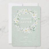 Waterverf White Floral met Happy Easter Flat Feestdagenkaart (Voorkant)