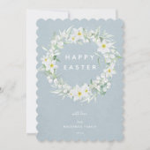 Waterverf White Floral met Happy Easter Flat Feestdagenkaart (Voorkant)