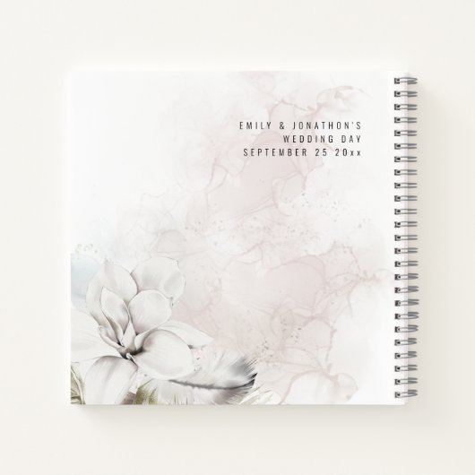 Waterverf White Floral New Mr Mrs Guest Book Notitieboek (Achterkant)