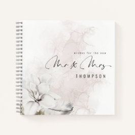 Waterverf White Floral New Mr Mrs Guest Book Notitieboek