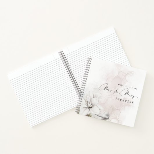 Waterverf White Floral New Mr Mrs Guest Book Notitieboek (Binnen)
