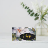 Waterverf White Floral RSVP Informatiekaartje (Staand voorkant)