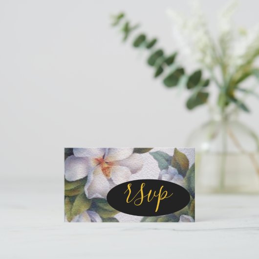 Waterverf White Floral RSVP Informatiekaartje (Staand voorkant)