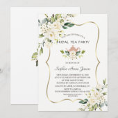 Waterverf White Floral Vrijgezellenfeest Tea Party Kaart (Voorkant / Achterkant)