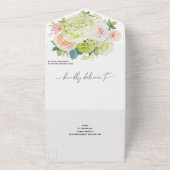 Waterverf White Floral Wedding All In One Uitnodiging (Buitenkant)