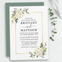 Waterverf White Floral Wedding Sage Green