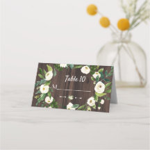 Waterverf White Floral Wreath Wood Weddenschap