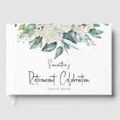 Waterverf White Florals Foliage Retirement Party Gastenboek (Voorkant)