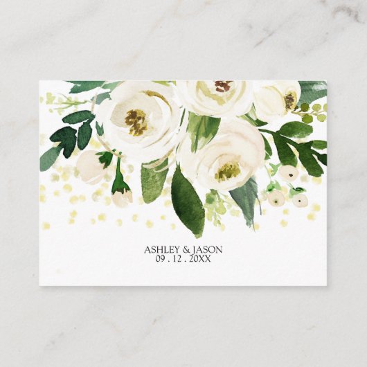 Waterverf White Flower Details Informatiekaartje (Achterkant)