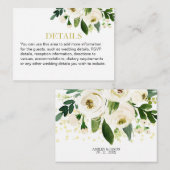 Waterverf White Flower Details Informatiekaartje (Voorkant / Achterkant)