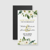 Waterverf White Flower Magnetic Bewaar de datum (Voorkant / Achterkant)