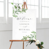 Waterverf White Flowers en Greenery Wedding Poster