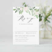 Waterverf White Flowers en Greenery Wedding RSVP Kaartje (Staand voorkant)