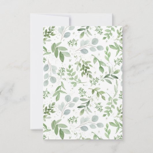 Waterverf White Flowers en Greenery Wedding RSVP Kaartje (Achterkant)