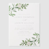 Waterverf White Flowers en Greenery Wedding Vellum Uitnodigingen (Voorkant)