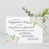 Waterverf White Flowers Engagement Party nodigt ui Kaart (Staand voorkant)