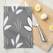 Waterverf White Flowers Floral Grey Theedoek (Quarter Fold)