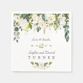Waterverf White Flowers Green Foliage Wedding Servet (Voorkant)