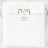 Waterverf White Flowers Green Foliage Wedding Vierkante Sticker (Tas)