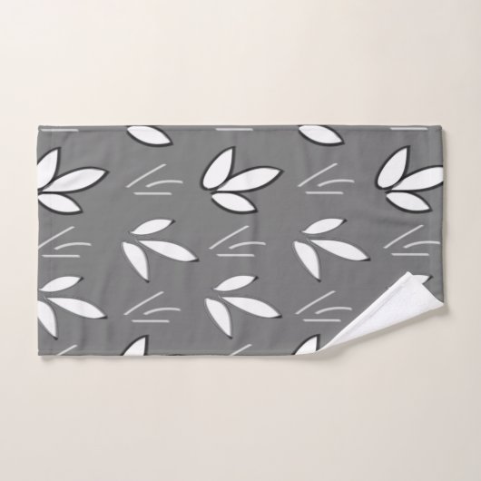 Waterverf White Flowers Grey Floral Pattern Bad Handdoek (Handdoek)