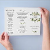 Waterverf White Flowers Tri+Fold Wedding Program Flyer (Hand)