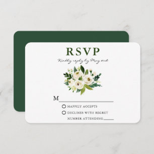 Waterverf White Green Floral Greenery RSVP Kaartje