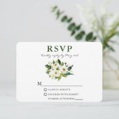 Waterverf White Green Floral Greenery RSVP Kaartje (Staand voorkant)