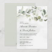 Waterverf White Green Foliage Eucalyptus Weddensch Kaart (Voorkant / Achterkant)