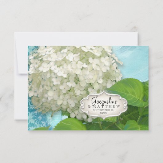 Waterverf White Hydrangea Floral Wedding RSVP (Achterkant)