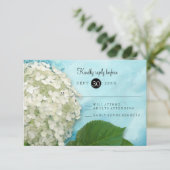 Waterverf White Hydrangea Floral Wedding RSVP Kaartje (Staand voorkant)