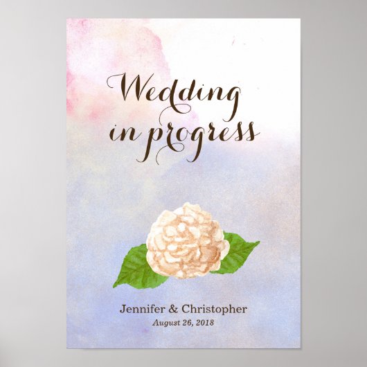 Waterverf White Hydrangea Wedding in uitvoering Poster (Voorkant)