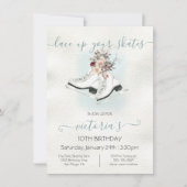 Waterverf White Ice Skating Floral Sneeuwdag Kaart (Voorkant)