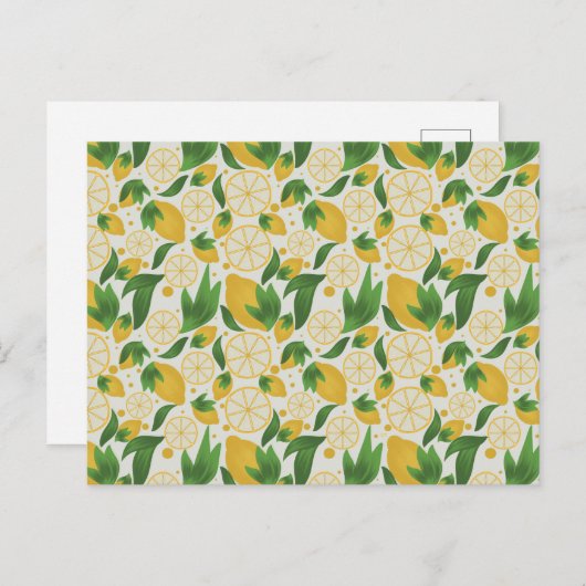 Waterverf White Lemon Fruit Pattern Briefkaart (Voorkant / Achterkant)