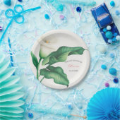 Waterverf White Lilly Baby shower Papieren Bordje (Feest)