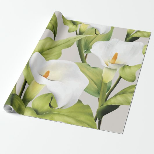 Waterverf White Lily 3 Cadeaupapier (Uitgerold)